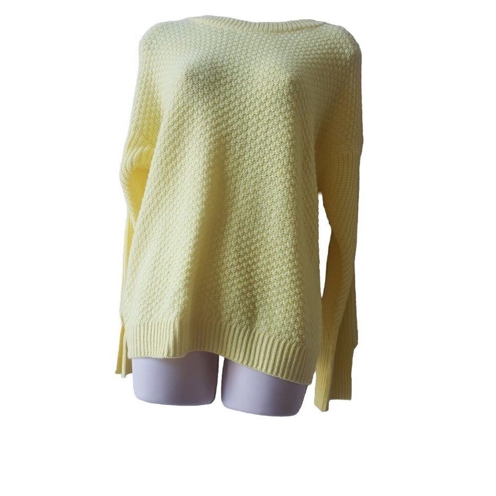 WORKSHOP REPUBLIC CLOTHING KNIT  YELLOW  SPLIT LONG SLEEVE SWEATER SIZE LARGE